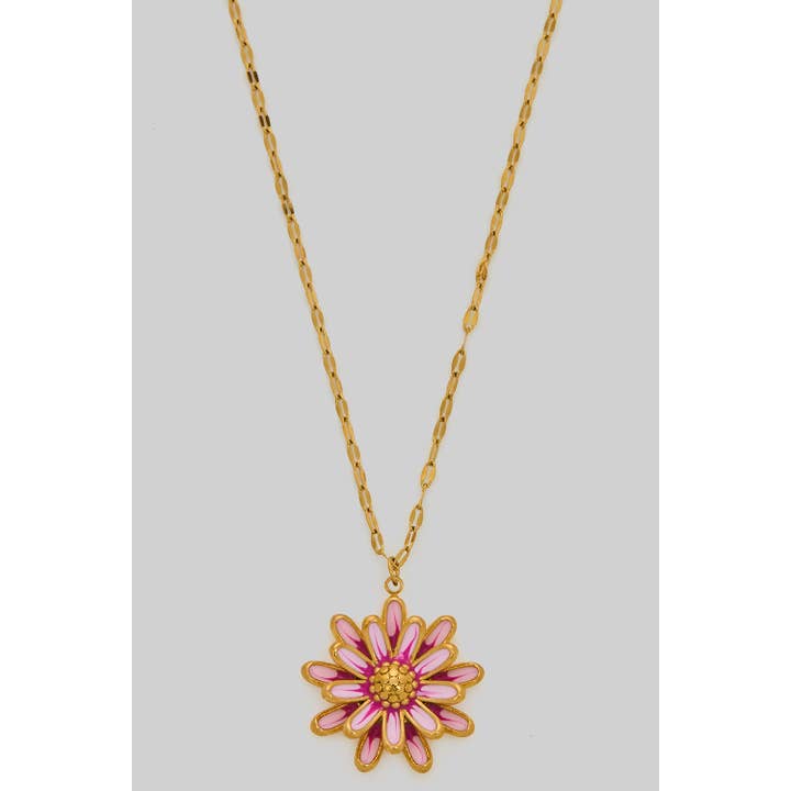 LACQUERED LAYERED FLOWER PENDANT NECKLACE for wholesale by Girly