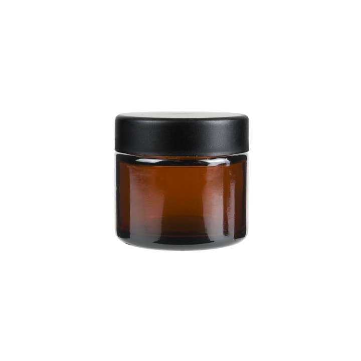 Human Objects® - Wholesale Jar - 2oz/60ml Amber Glass Jar With Black Child Resistant Caps3
