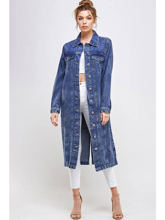 BLUE AGE - Wholesale Denim Jacket - Women's - Long Trench Coat Denim Jean Jacket (OPEN PACK)