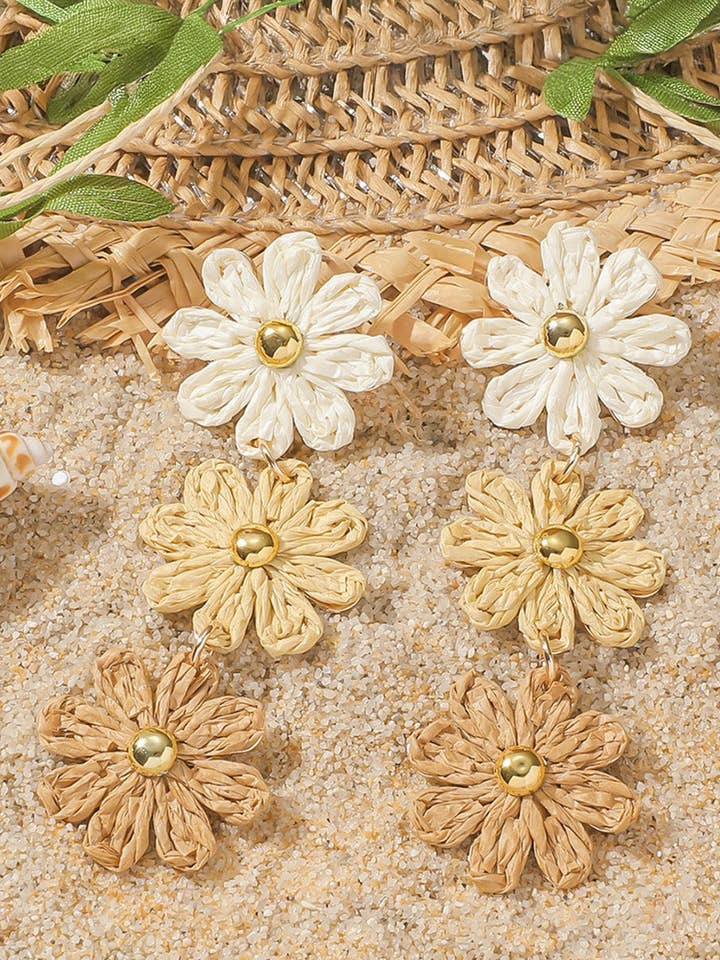 Crochet Flowers Stud Dangle Earrings for wholesale by Poppy Lee Lane