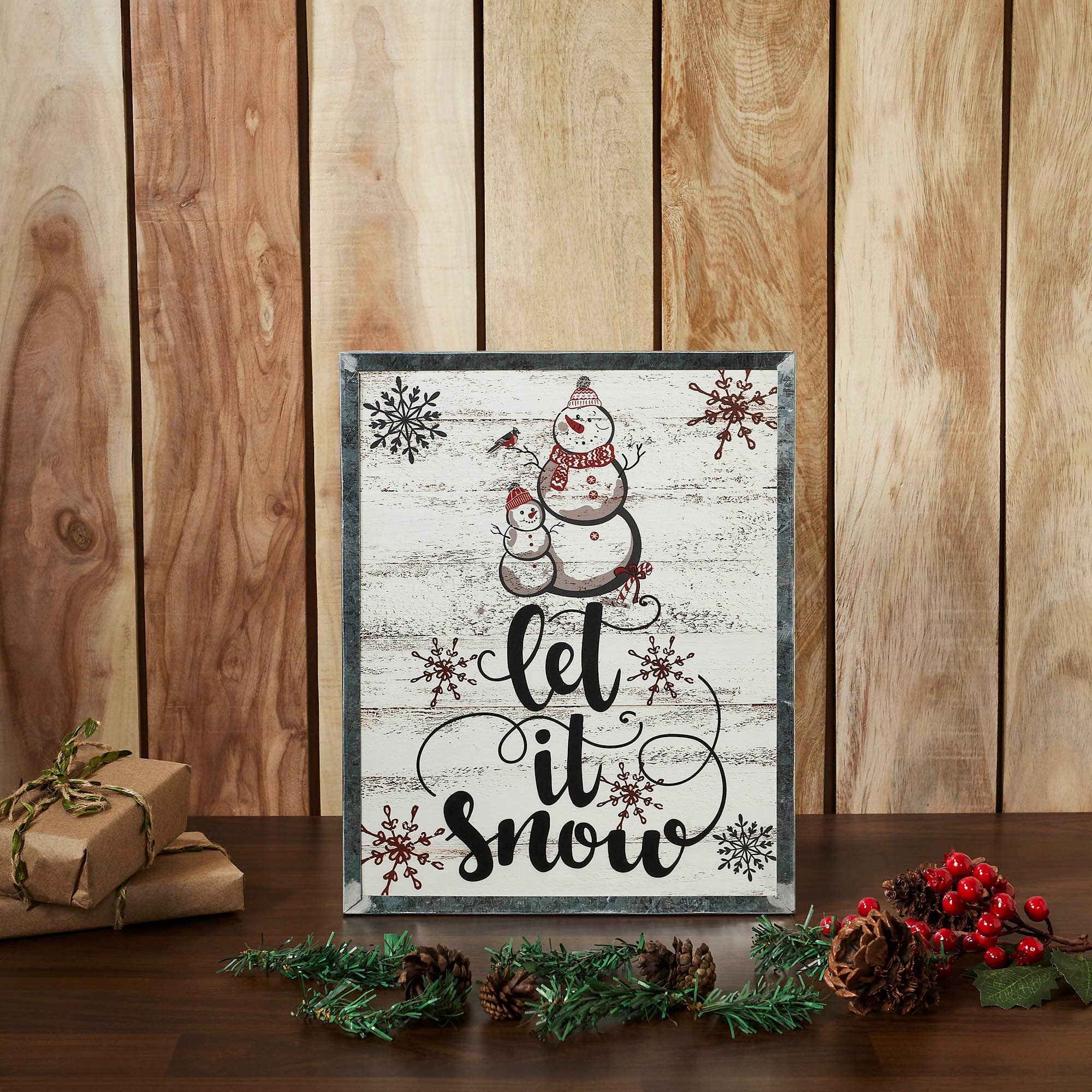VHC Brands - Wholesale Sign - Let It Snow Snowman Framed Wall Hanging Sign 15x121