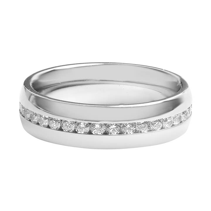 Anello centrale CZ in acciaio inossidabile altamente lucidato per la vendita all'ingrosso da parte di WJW