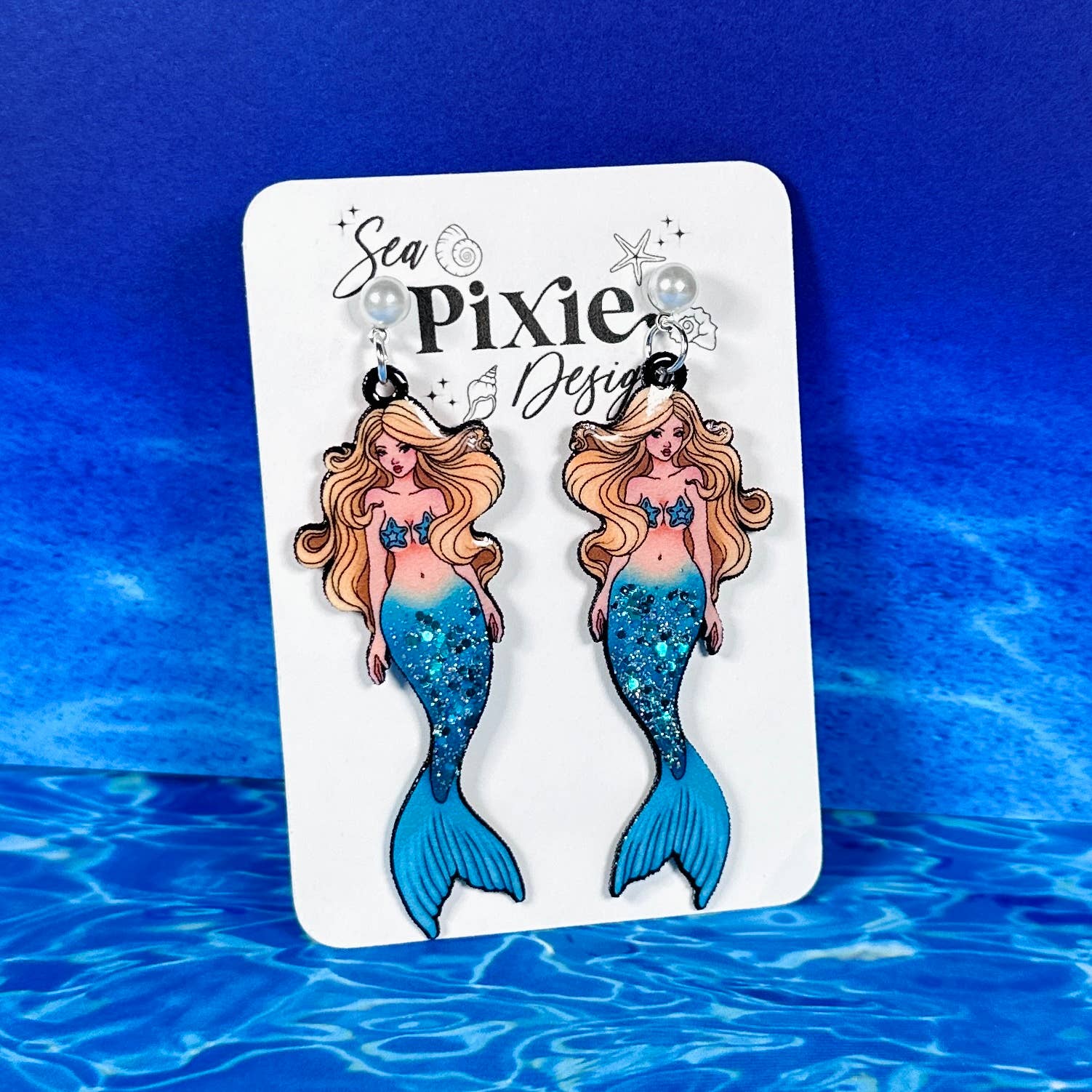 Sea Pixie Designs – Großhandel Ohrhänger – Glitzernde Meerjungfrau hängende Ohrringe, leicht und maritim6