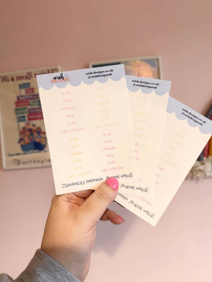 Folha de Autocolantes em Vinil com Palavras de Diário de Limonada de Morango por atacado de Wish Designs