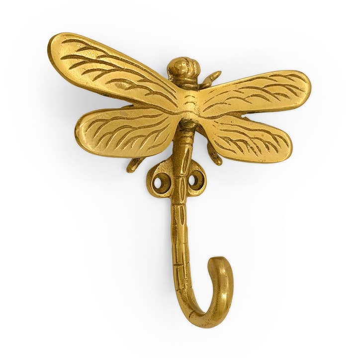 Gancho de Latón Macizo Libélula 9,5 x 10 x 3,5 cm - Color Oro para venta al por mayor de FERN