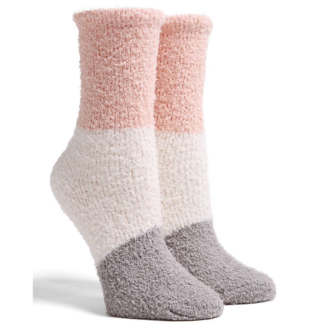  ASSORTED COLORS Luxury Soft Color Blocked Mini Crew Winter Socks for wholesale on Faire6