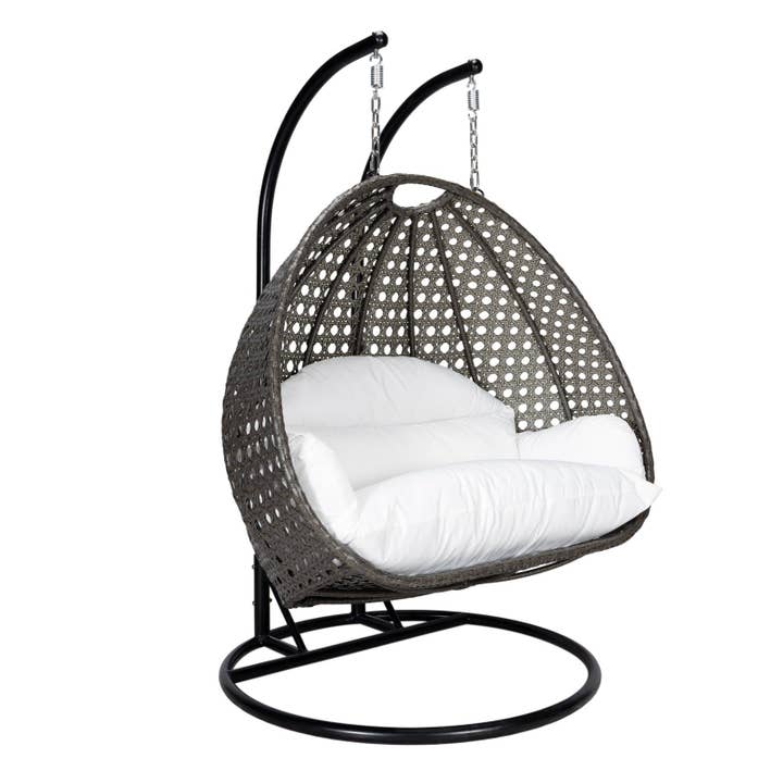 LeisureMod - Wholesale Egg Chair - Modern Charcoal Wicker Hanging Double Seater Egg Swing Chair117