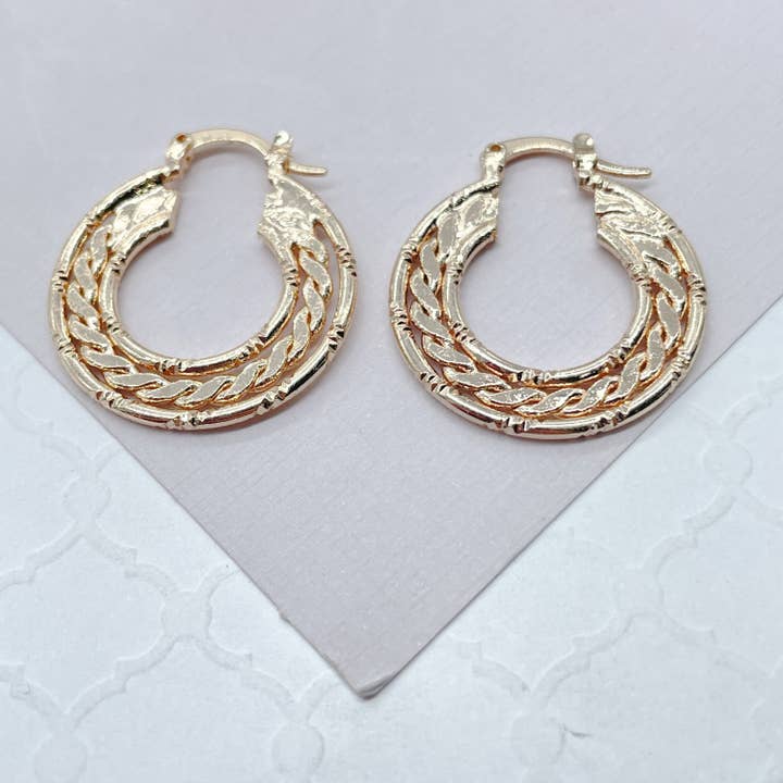 18k GF Thin Flat Hoops With Flat Link In-Between for wholesale by Milie
