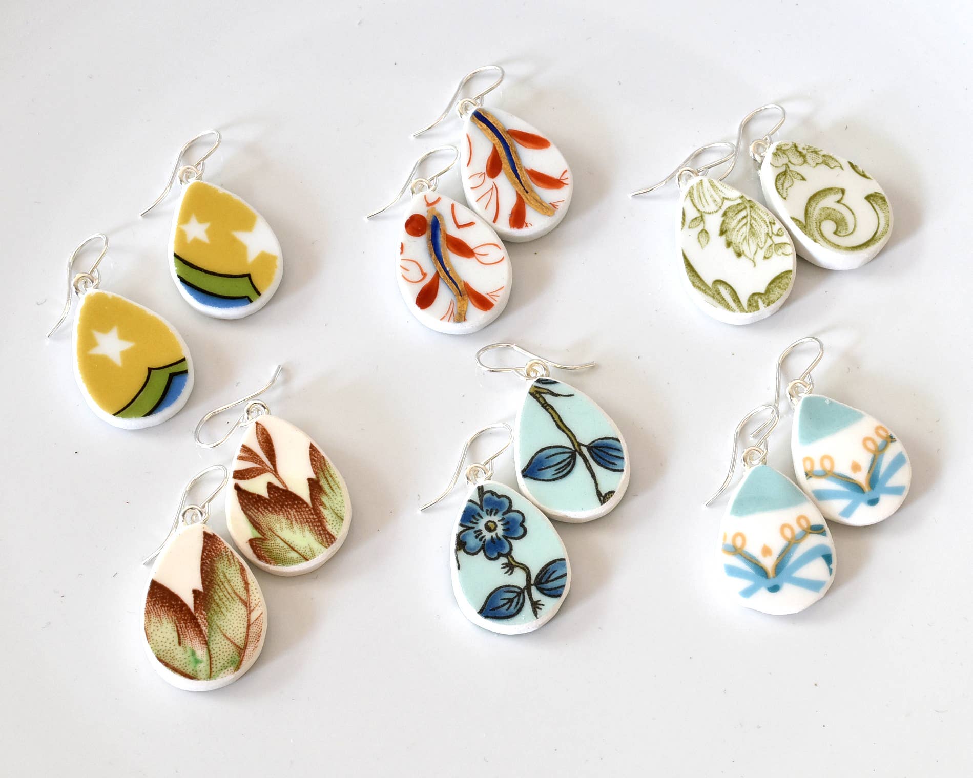 The Broken Plate Pendant Co - Wholesale Dangle Earrings - Broken Plate Dangle Earring - Teardrop Shape