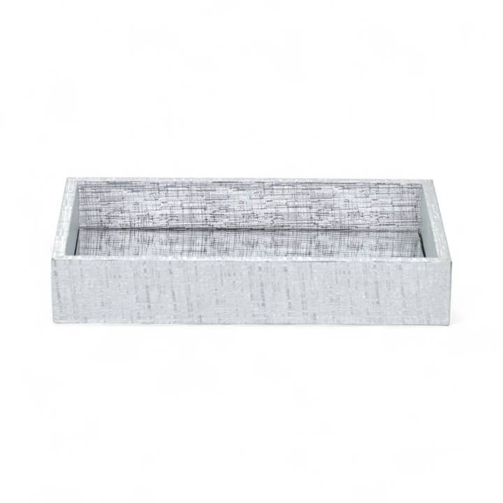 Cheungs Home Decor - Wholesale Decorative Tray - Mirrored Wood & Vinyl Fabric Themed Overlay Tray | Silver1
