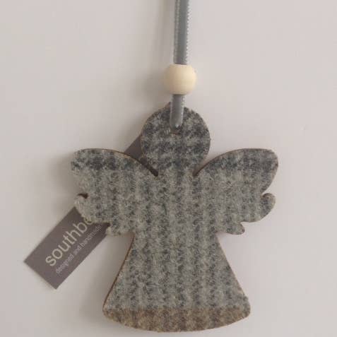 Grey Tweed Angel Christmas Decoration for wholesale by Southbeach Design