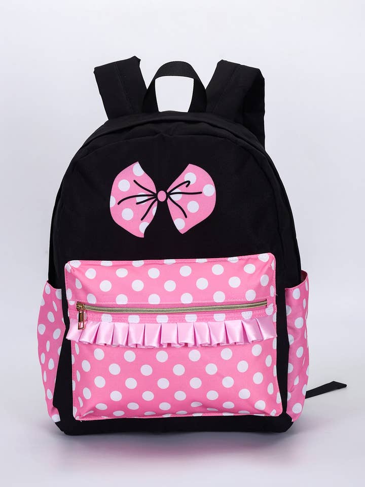 Polka Dots Printed Character Backpacks for wholesale by sassy kids palace