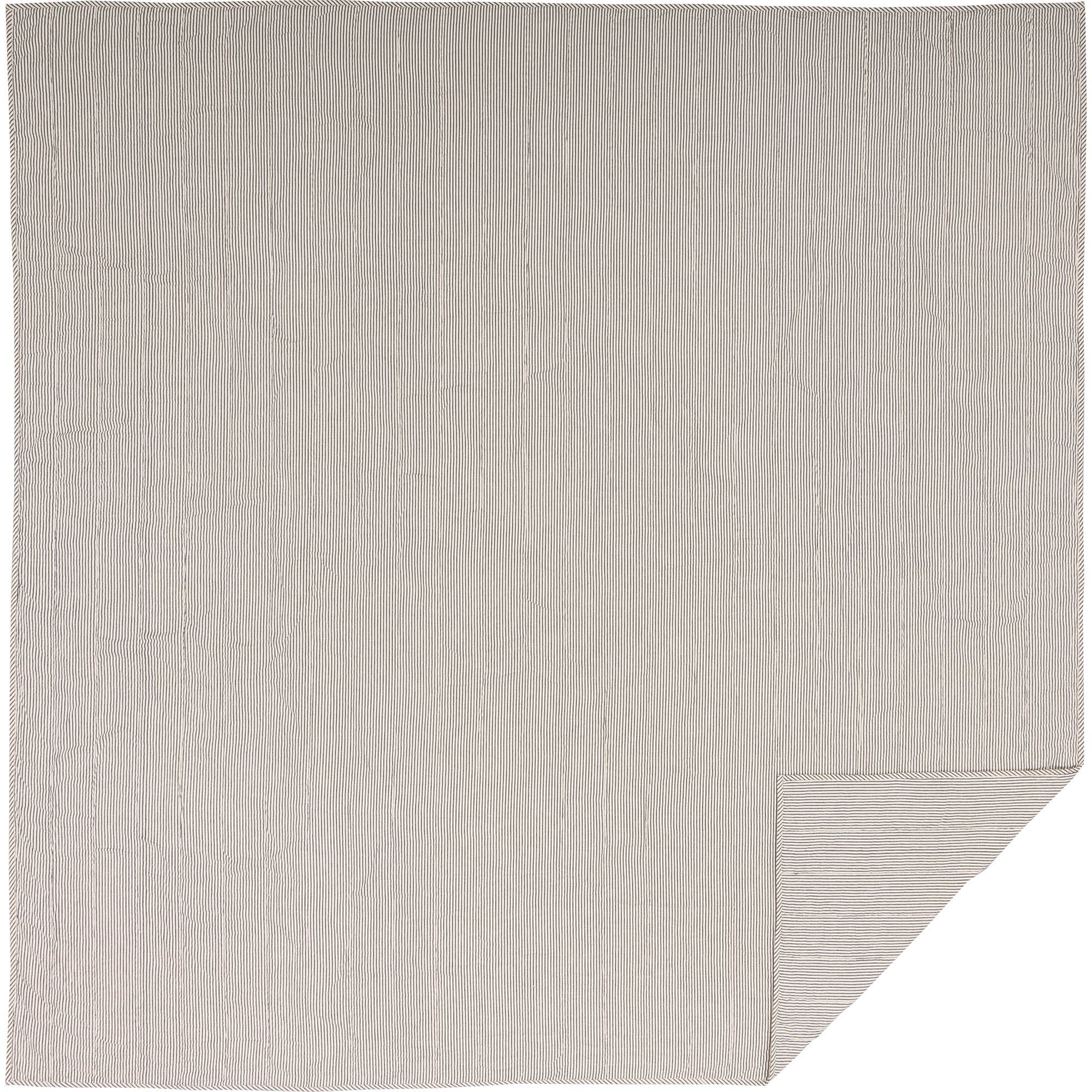 VHC Brands - Wholesale Coverlet - Hatteras Seersucker Blue Ticking Stripe Queen Quilt Coverlet 90Wx90L2