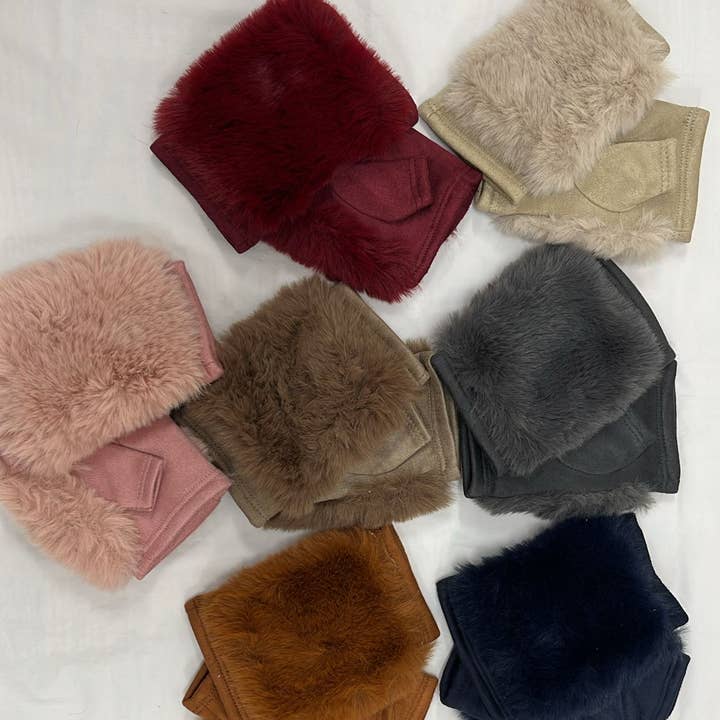 OFGL6 Faux Fur Fingerless Gloves LOOWIE for wholesale by LOOWIE