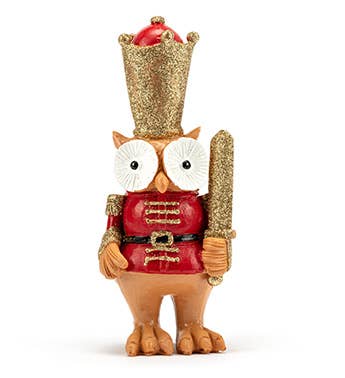 Napco - Wholesale Decorative Figurine - Glittered Owl Nutcracker Figurine Holiday Décor #53097