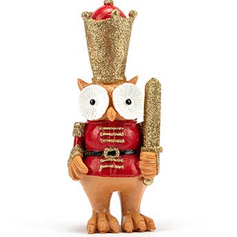 Napco - Wholesale Decorative Figurine - Glittered Owl Nutcracker Figurine Holiday Décor #530970