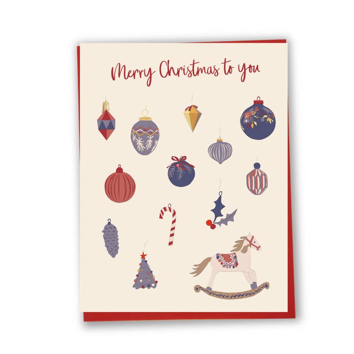 Merry Christmas to you (Ornaments) Christmas card for wholesale by Lili Graffiti