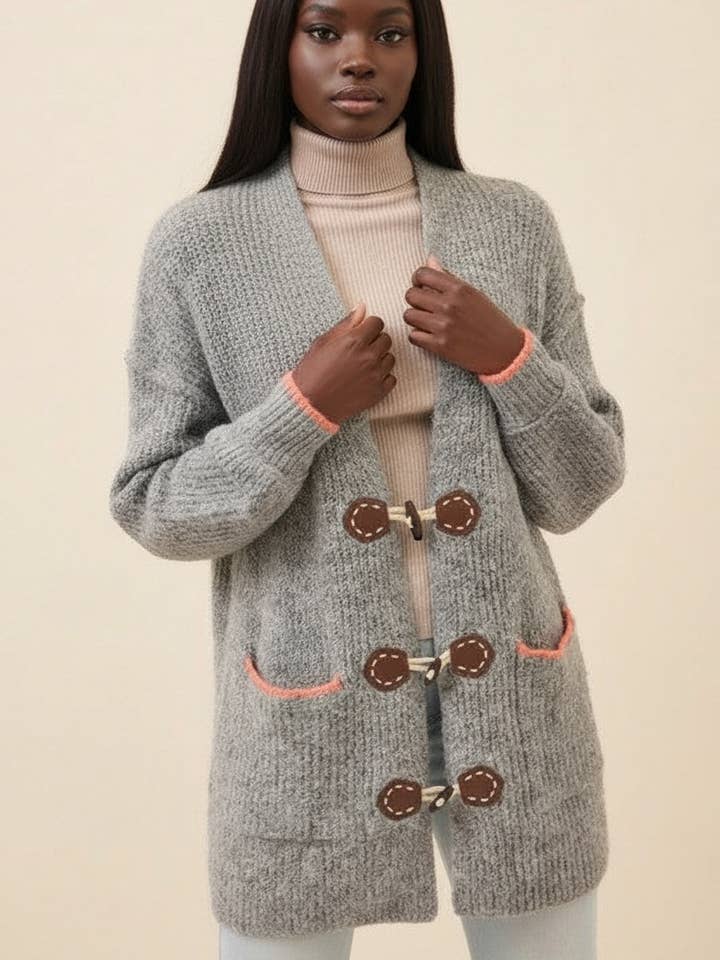 CARDIGAN CON CHIUSURA A BOTTONE A SCATTO E TASCHE FRONTALI per la vendita all'ingrosso da parte di 5besties inc