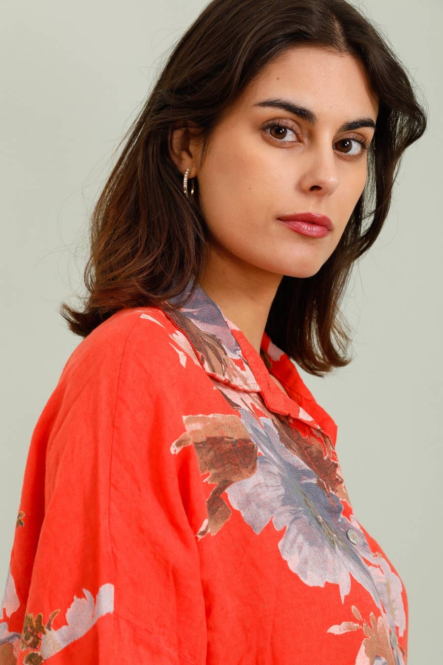 LÉA & LUC - Wholesale Dress - Women's - Floral print shirt in 100% Linen REF. 20090/51