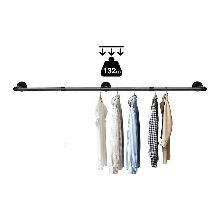 SERENITA - Wholesale Coat Rack - Industrial Pipe Clothing Rack Hanging Rod Wall Mounted 74.5"