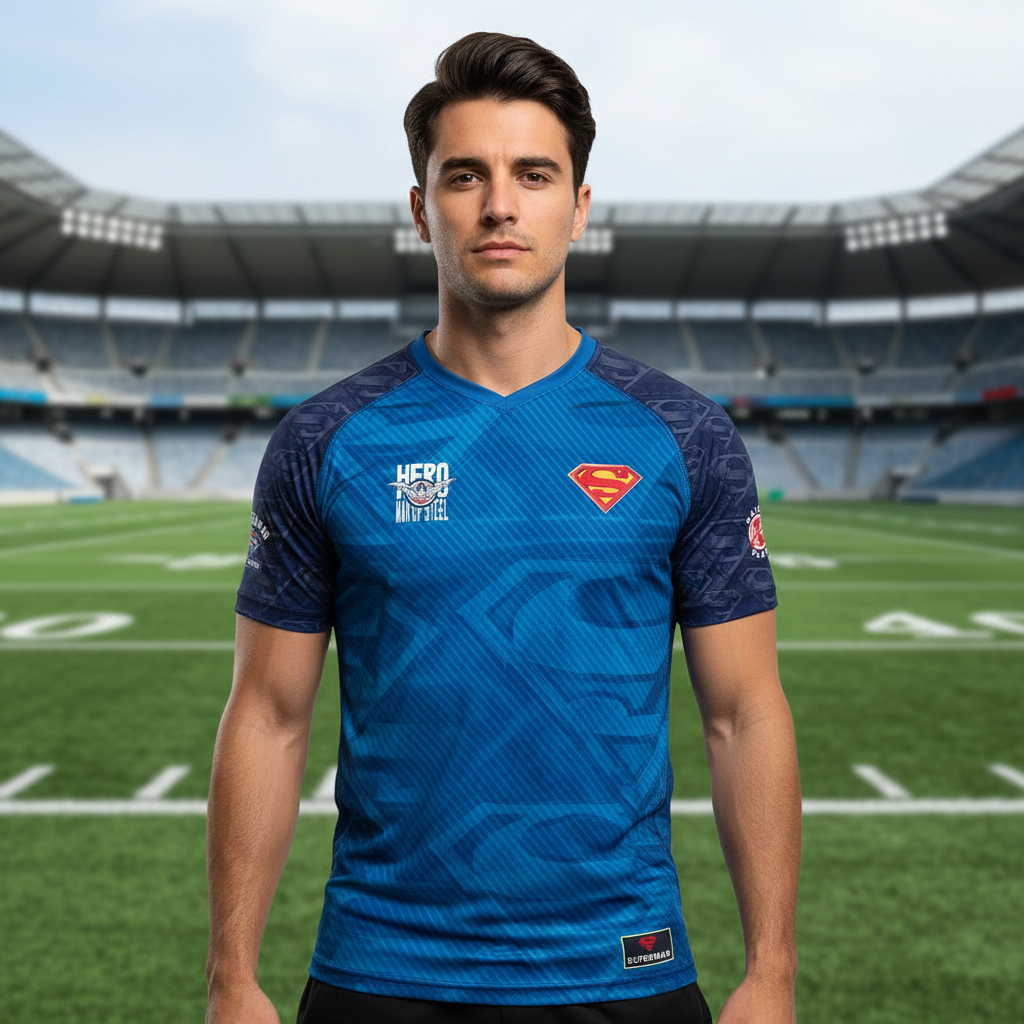 COTTON DIVISION - Wholesale T-Shirt - Men's - Superman-Inspired Pop Culture Soccer Jersey0