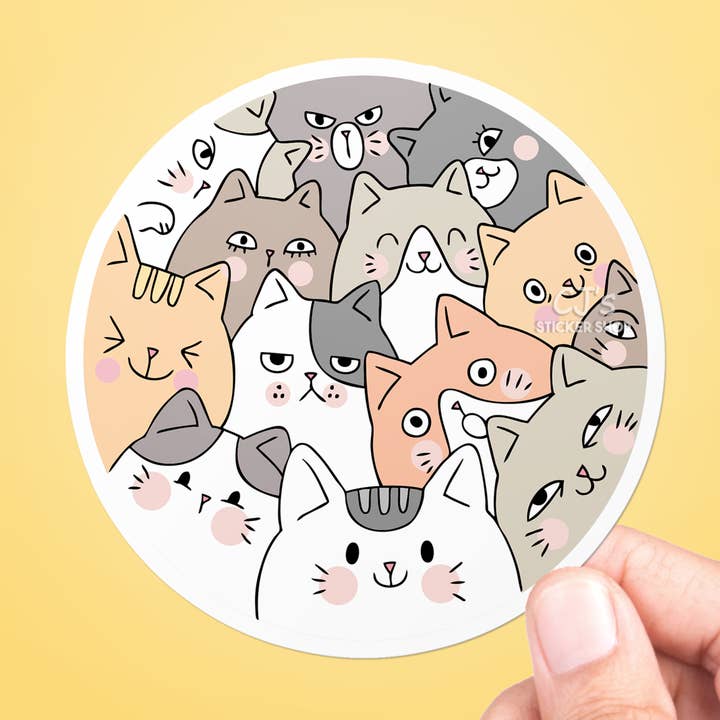 Calcomanía de vinilo con diseño de círculo de gatos para venta al por mayor de CJ's Sticker Shop