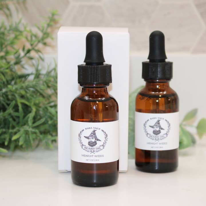 Beard Oil Midnight Woods, Grooming Man Care, Father's Gift for wholesale by Baba Yaga Designs LLC