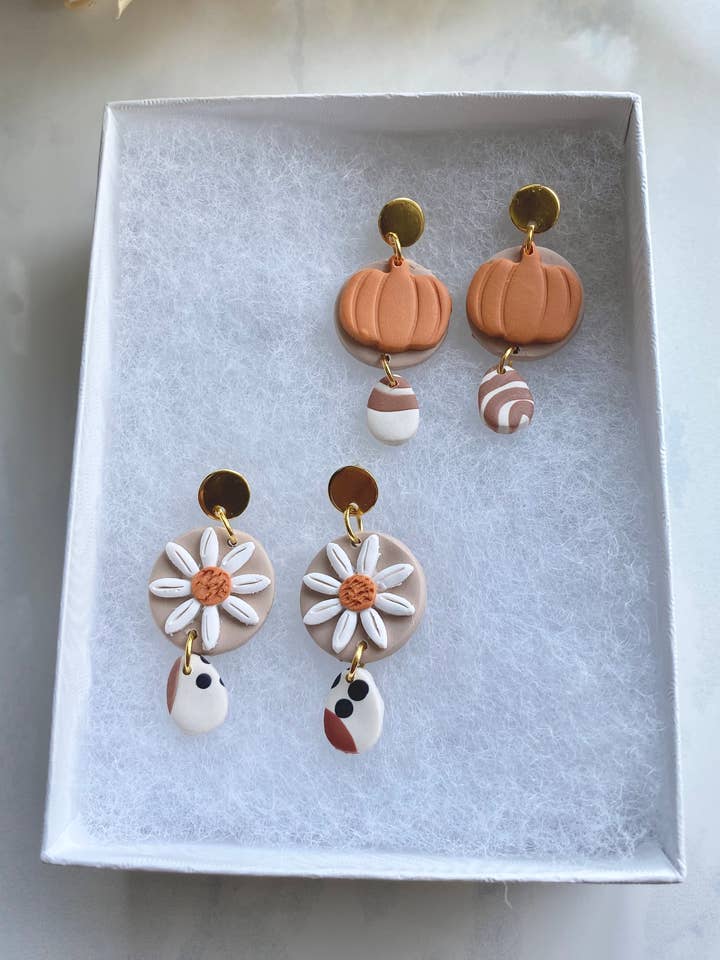 Collection Forever Autumn | Boucles d'oreilles en pâte polymère pour la vente par Mayari Clay Co.