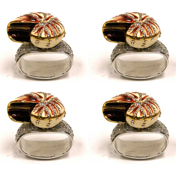 Housewares & Tabletops by Contrast Inc. - Wholesale Napkin Ring - Jeweled Nautilus Napkin Ring Set of 4