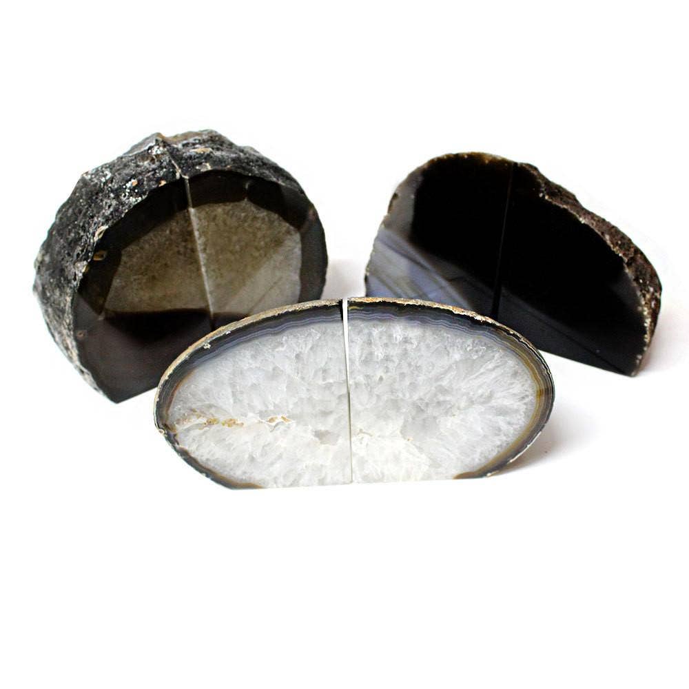 Rock Paradise - Wholesale Bookend - Black Agate Geode Crystal Stone Bookend Pair 3-6 lb5