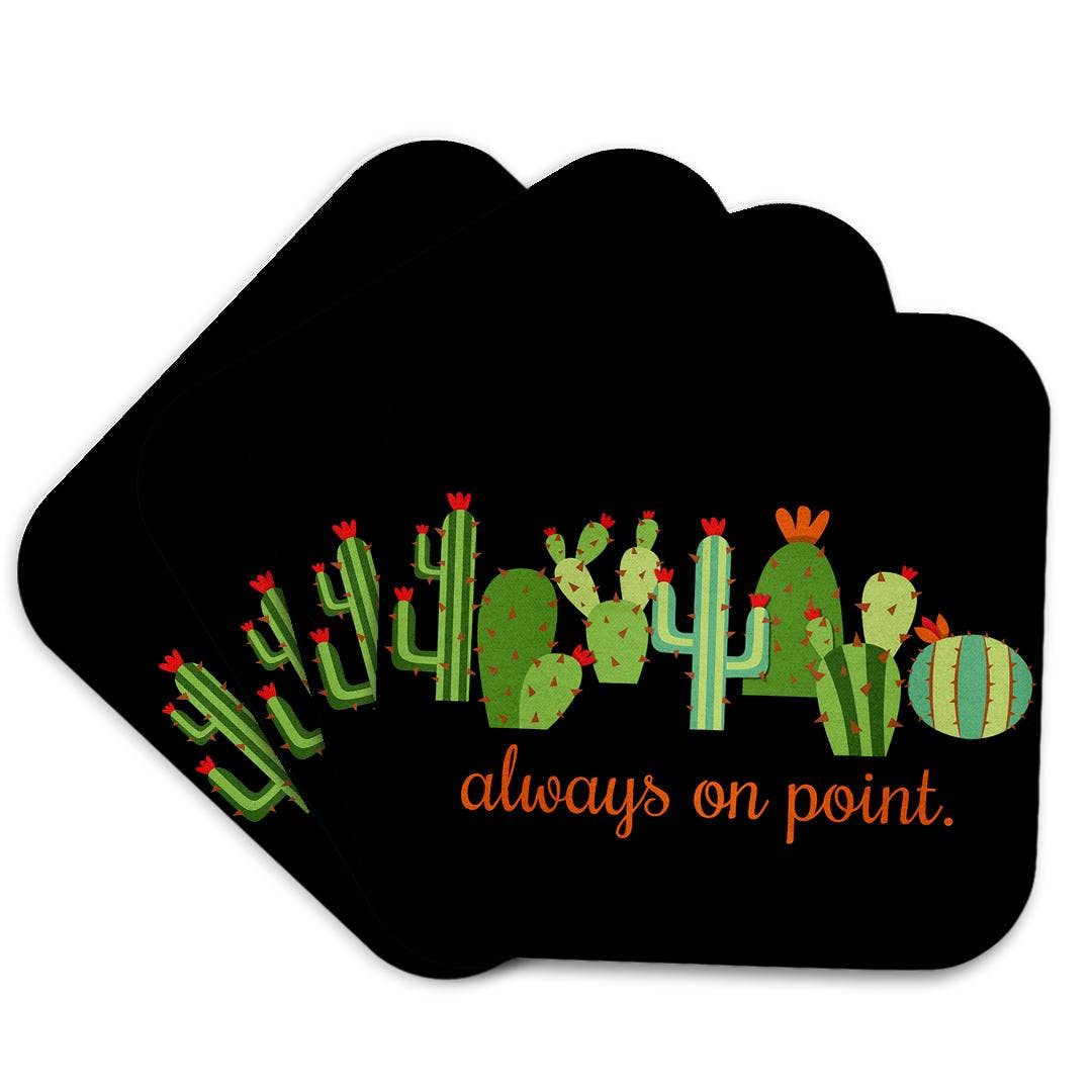 3dRose - Venta al por mayor Posavasos - 3dRose, Siempre en su punto con cactus. Letras naranjas sobre fondo negro., Posavasos7