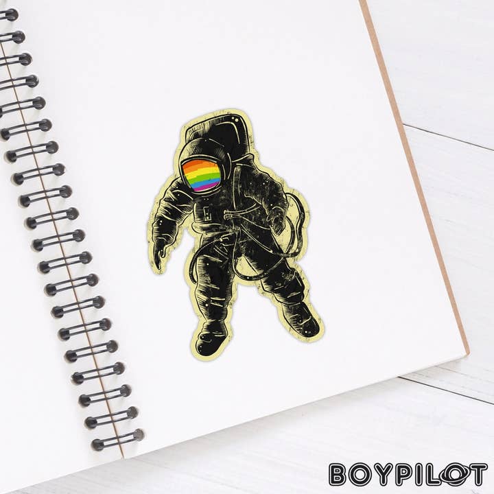 BoyPilot Goods - Wholesale Sticker - Queer Astronaut Sticker - Vintage Rainbow Astronaut Cosmonau