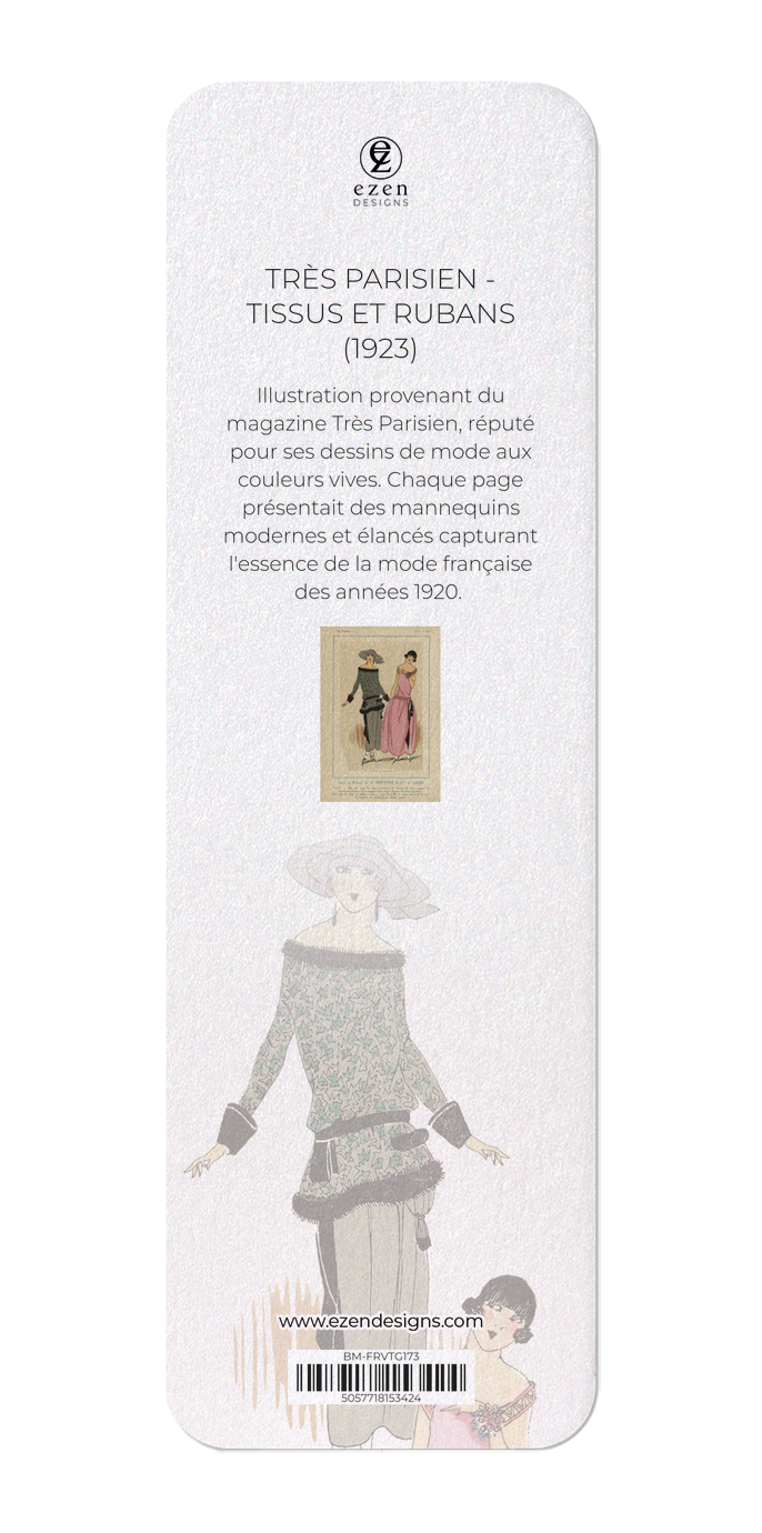 Ezen Trade - Vente Marque-page - TRÈS PARISIEN - TISSUS ET RUBANS (1923) : Marque-page ancien1