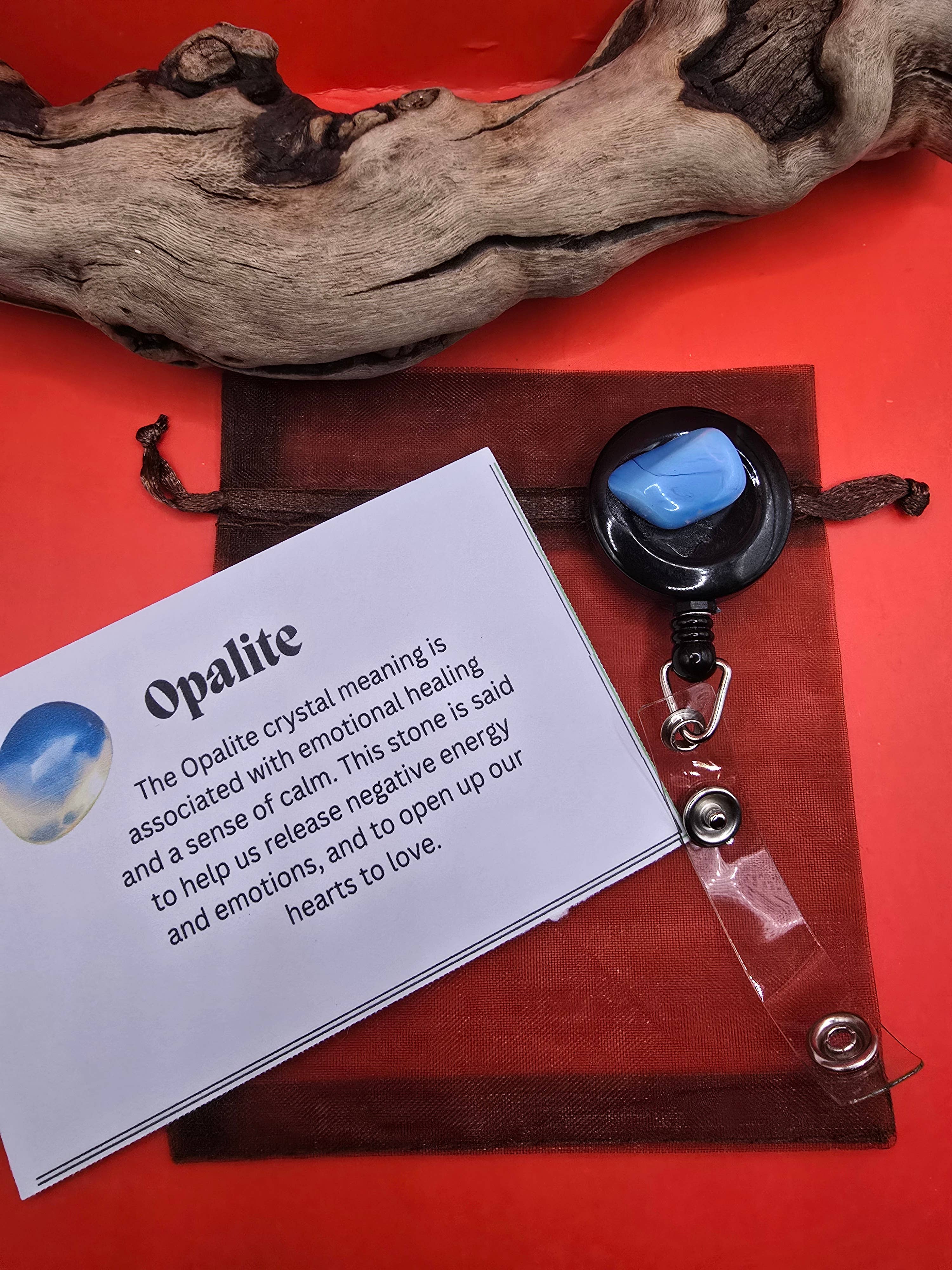 Pebbles Crazy Crystals LLC - Wholesale Keychain – Unisex - “Opalite Glow” Crystal Badge Reel 7