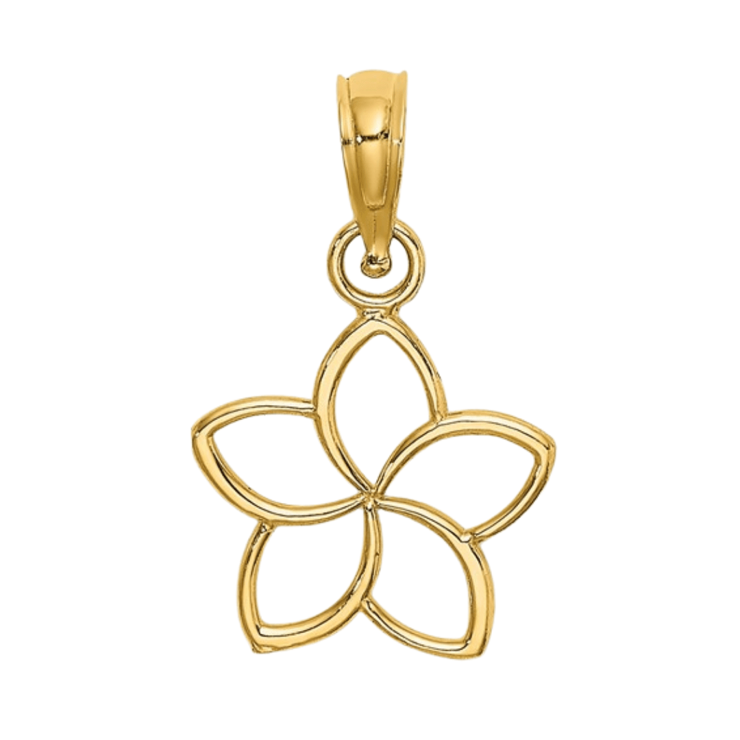 FCJ Jewelry LLC - Wholesale Individual Charm/Pendant - 10k Gold Hawaiian Plumeria Flower Pendant 0