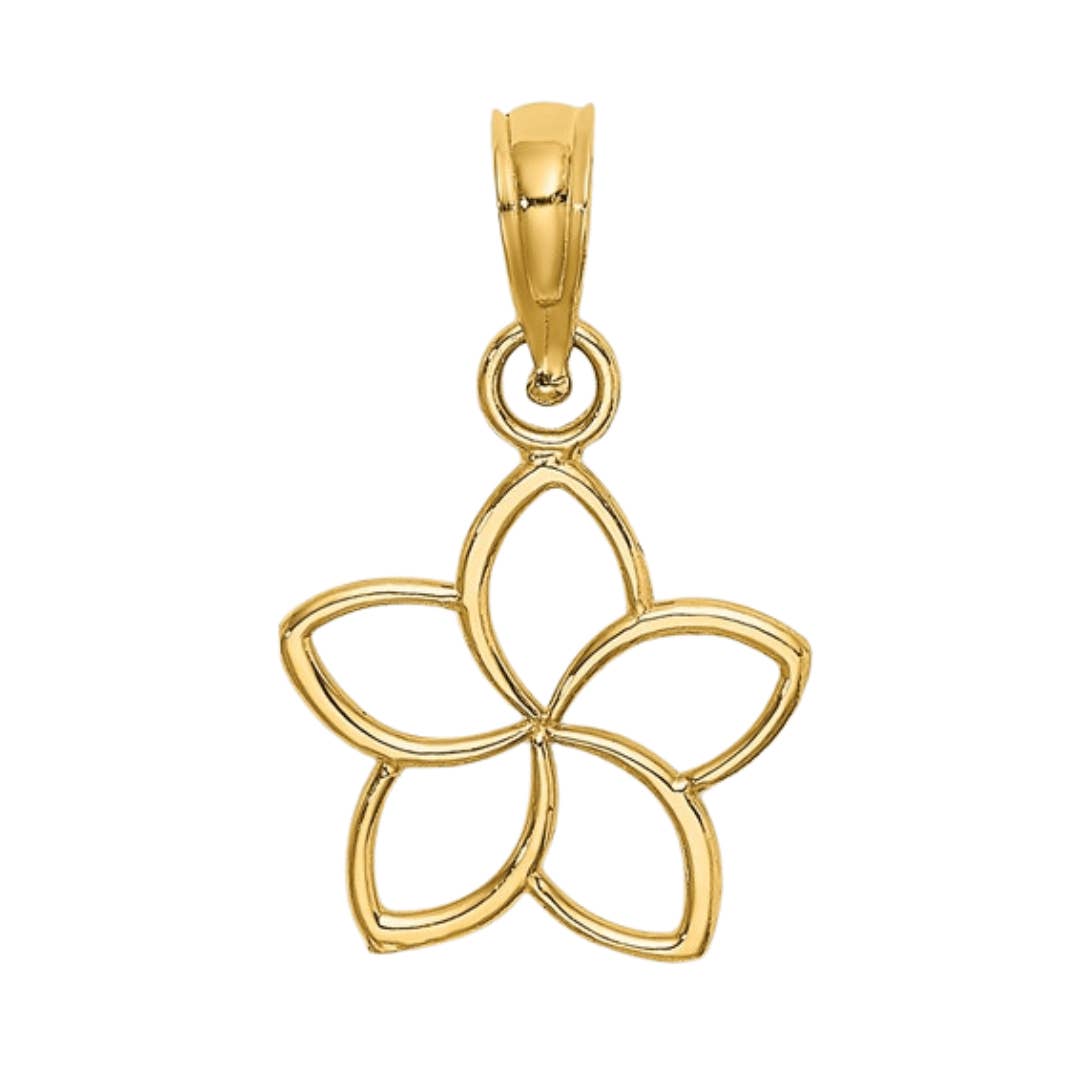 FCJ Jewelry LLC - Wholesale Individual Charm/Pendant - 10k Gold Hawaiian Plumeria Flower Pendant