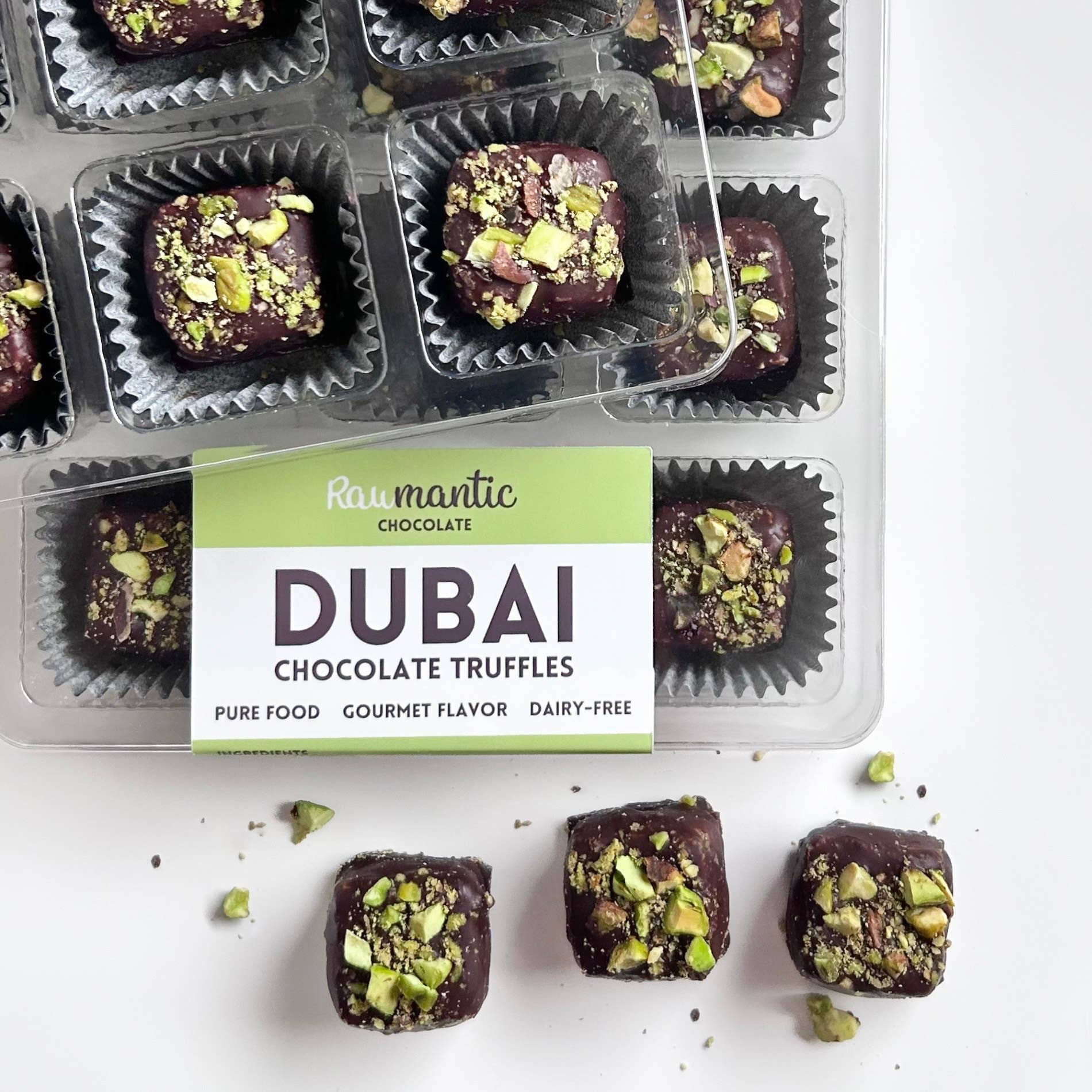 Rawmanticchocolate - Wholesale Chocolate Box - Dubai Chocolate knafeh Pistachio Chocolate truffle vegan 9pc4