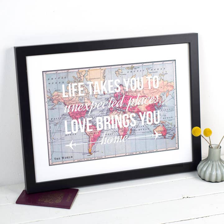 Of Life & Lemons – wholesale Art print – 'Life Takes You To Unexpected Places' World Map Print2