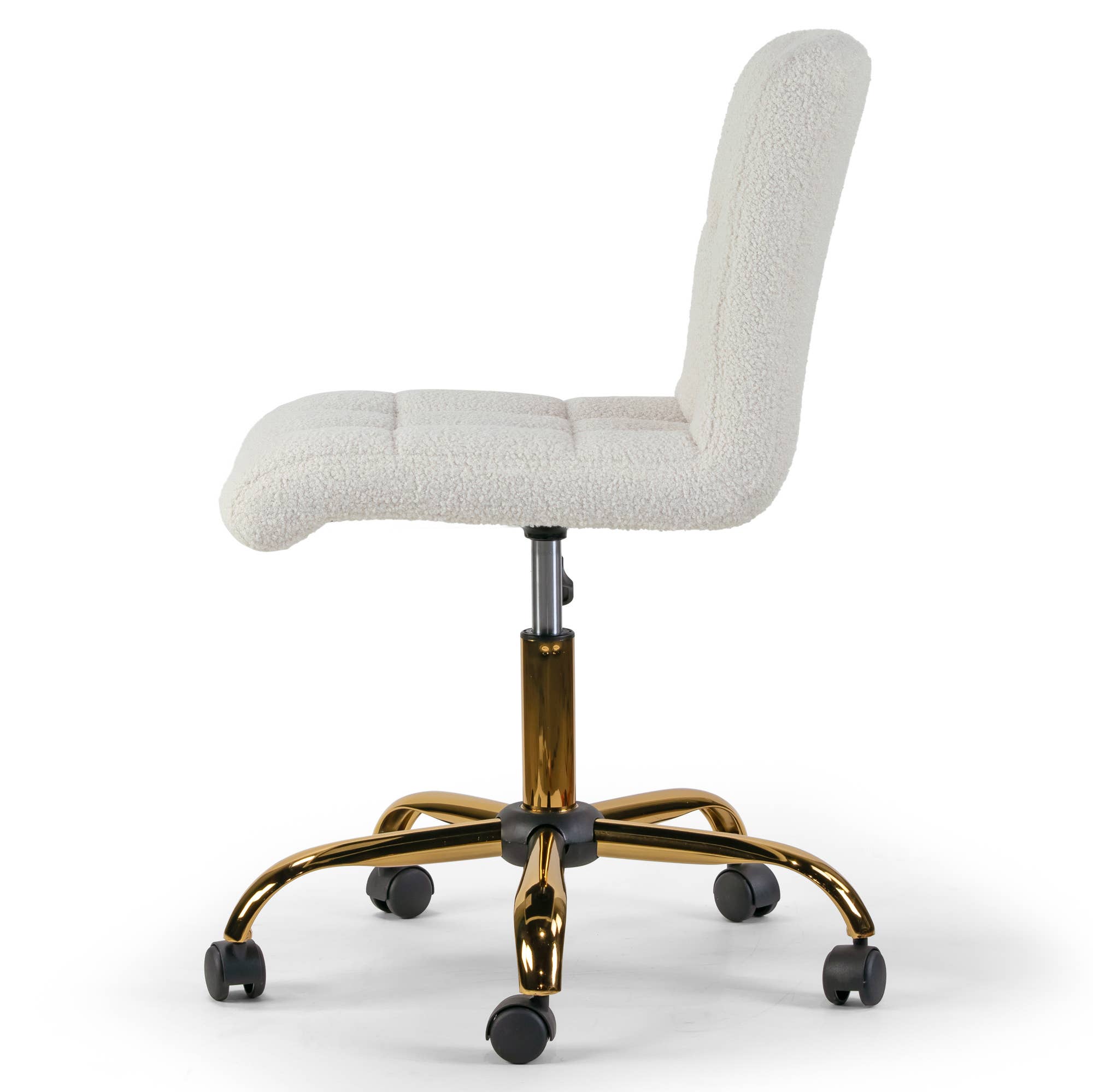 Glamour Home - Wholesale Chair - Aman Cream Boucle Swivel Office Chair with Golden Frame3