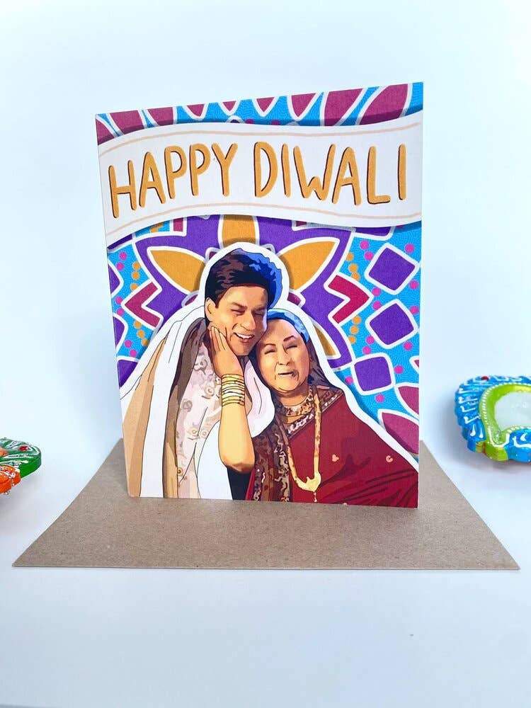 chit-chaat - Wholesale Diwali Card - “K3G-SRK Happy Diwali” Bollywood Hindu Diwali Greeting Card