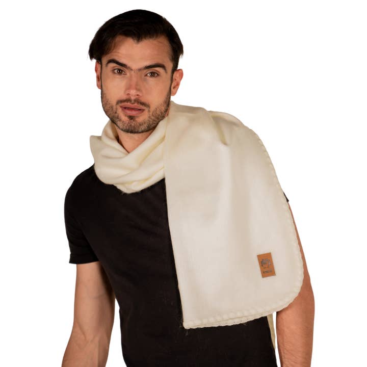 Alpakitas - Wholesale Scarf - Men's - Alpaca Shawl or Scarf 70% Alpaca Cozy Shawl (White) 80'x22' 2
