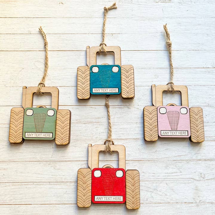 Gorgeous Little Bits Ltd – wholesale Ornament – Tractor Custom Engraved Location Hanging Decoration1