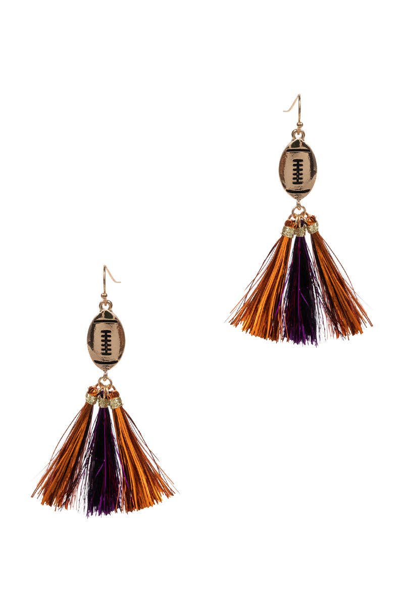 Designature New York - Wholesale Tassel Earrings - Game Day Football Shaped Tassel Hook Earrings6