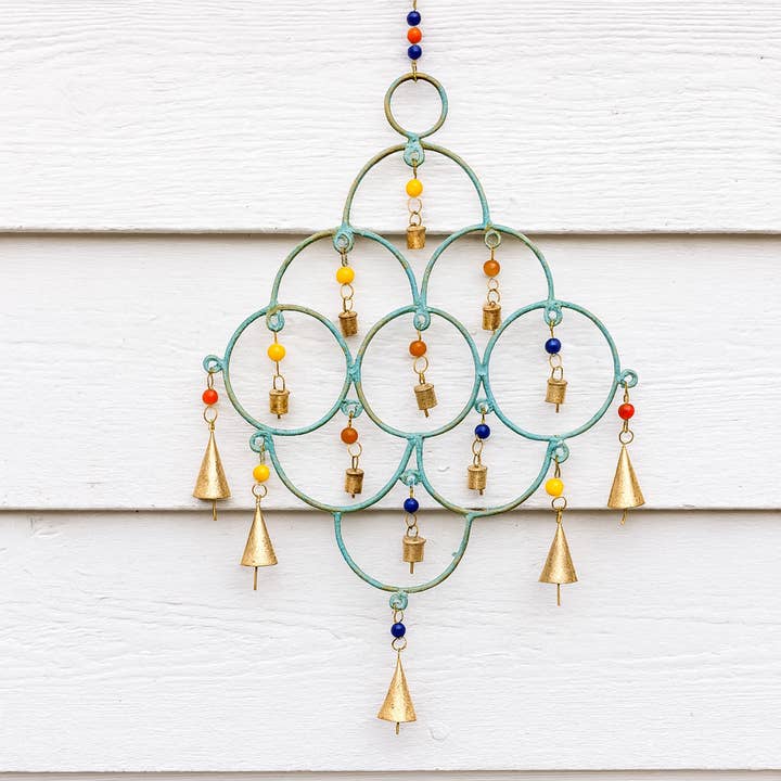 Circular Turquoise Brass Chime for wholesale by Rahab's Rope