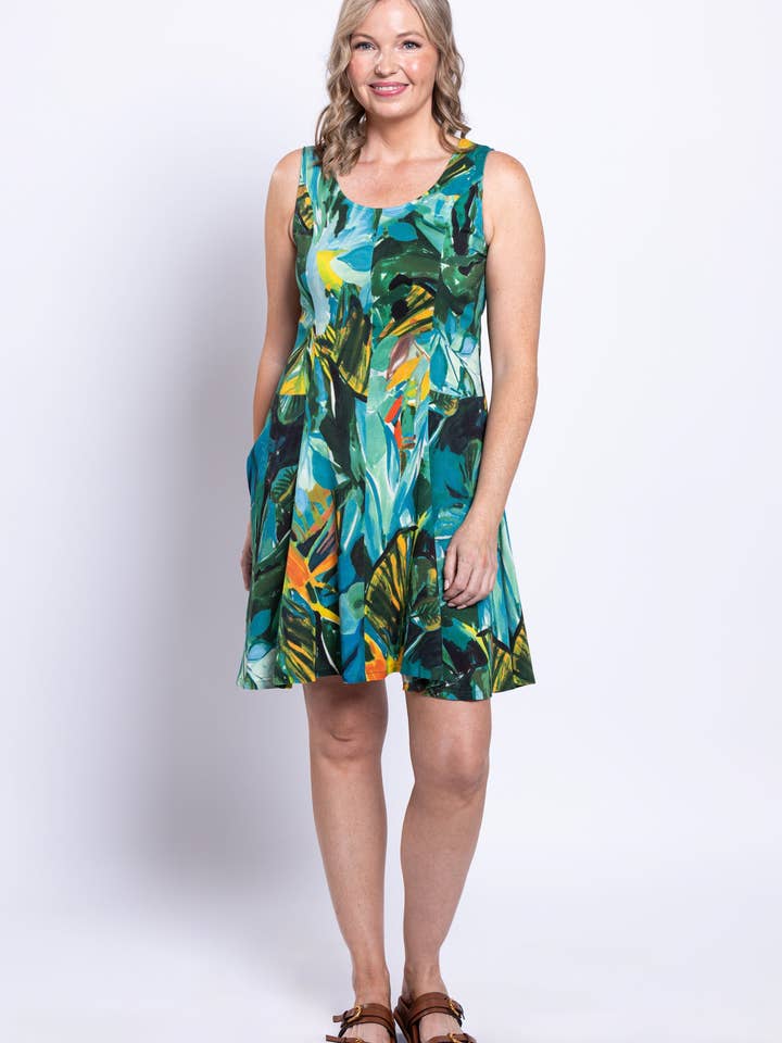 Ava Dress, Greenroom, Linen Bamboo for wholesale by Blue Sky Clothing Co LLC