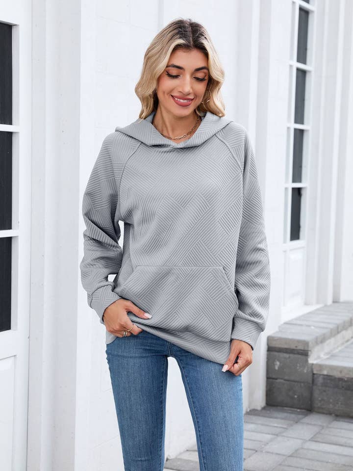 Lovesoft - Wholesale Hoodie - Women's - Textured Chevron Hoodie | Cozy Pullover Kangaroo Pocket19