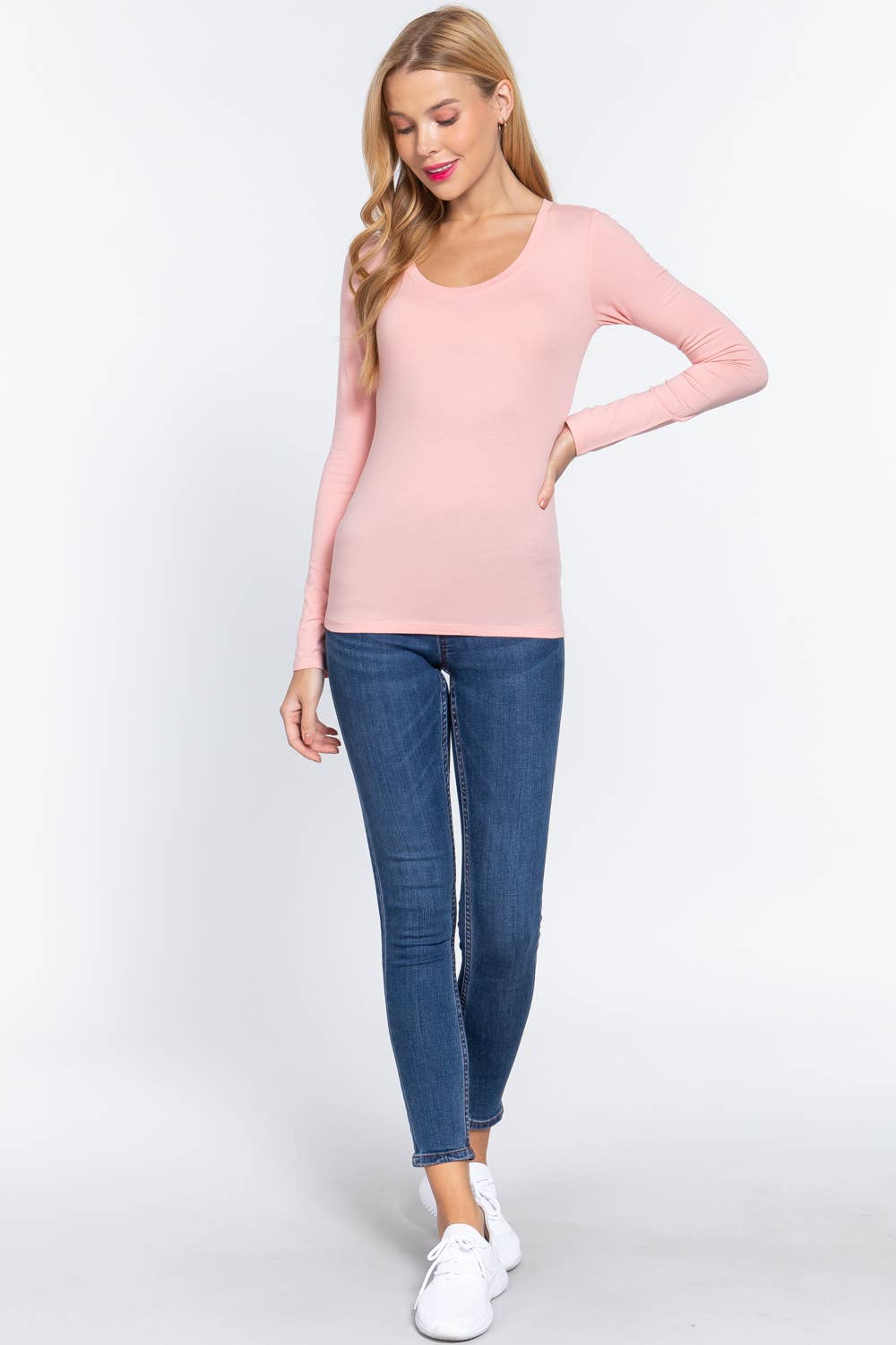 Active Basic | Active USA - Wholesale Knit Top - Women's - Long Sleeve Scoop Neck Top58
