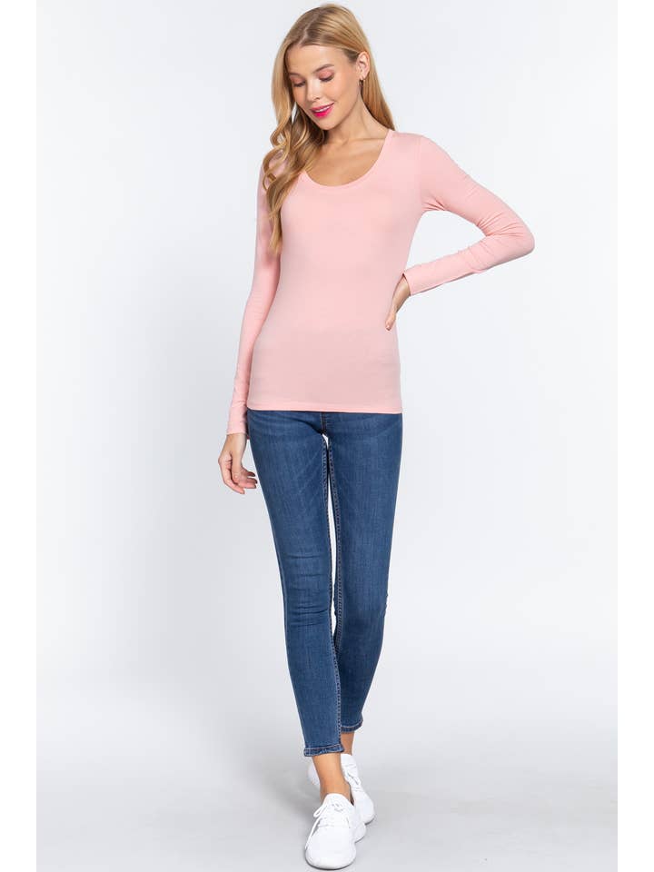 Active Basic | Active USA - Wholesale Knit Top - Women's - Long Sleeve Scoop Neck Top58