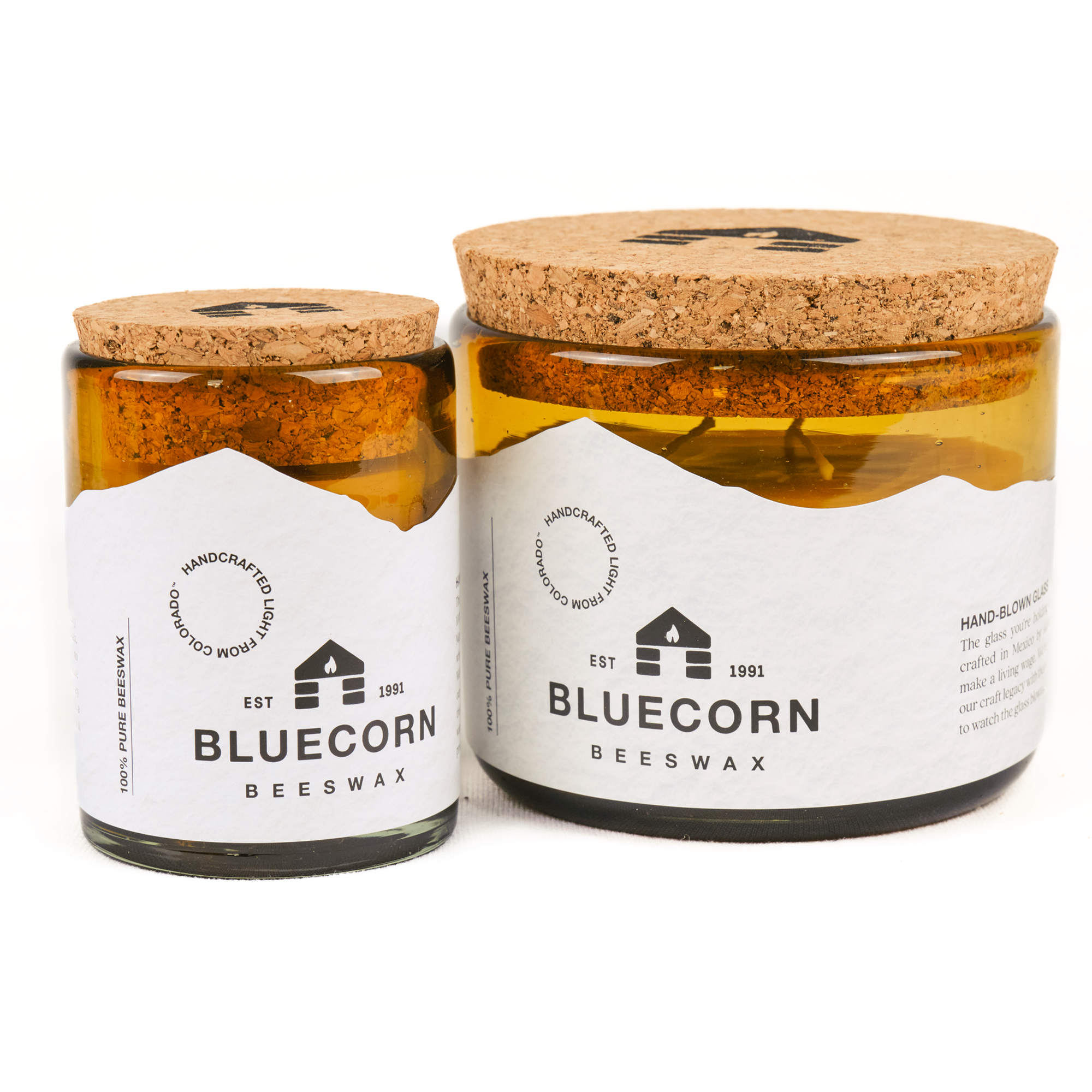 Bluecorn Candles - Wholesale Jar/Filled Candle - Pure Beeswax Jar Candle in Blown Glass Holder11
