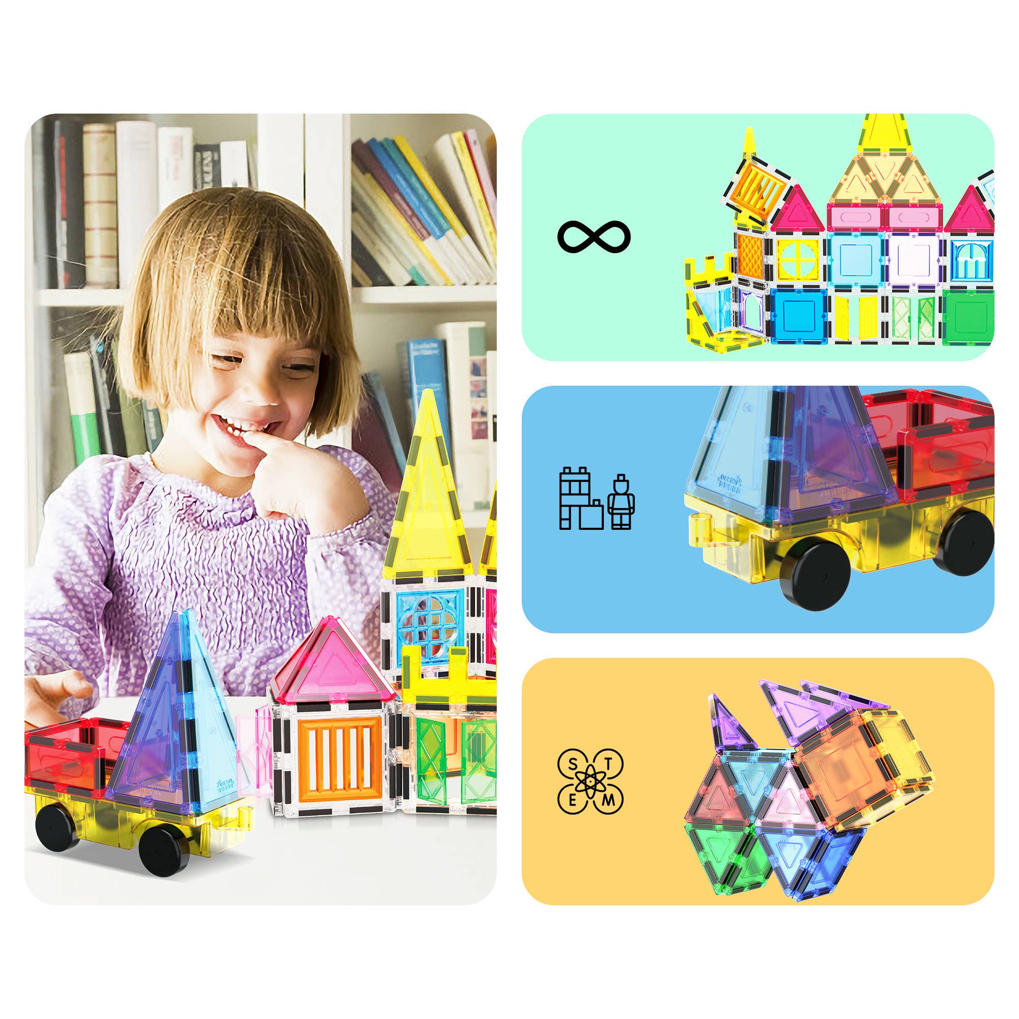 PicassoTiles - Wholesale Toy Set - Kids - PicassoTiles 101pc Magnetic Tile Building Set3